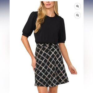 WOW NWT CECE media ponte tweed dress